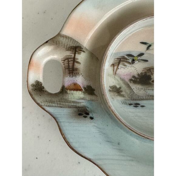Vintage Hand Painted Nature Japanese Tea Tray - Picture 8 of 9